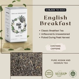 The Spice Hut English Breakfast Black Tea Bags, 16 Tea Bags, First Sip Of Tea