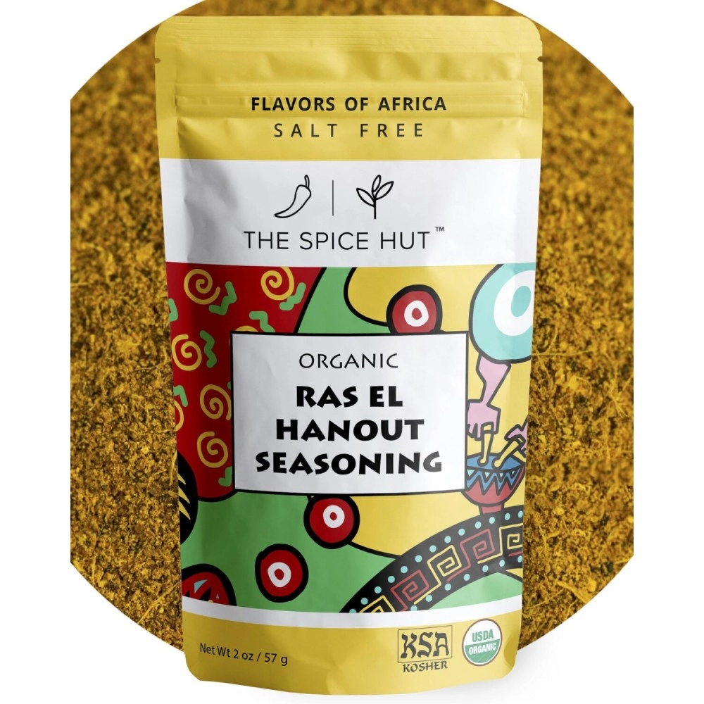 The Spice Hut Ras El Hanout Seasoning, Organic Authentic North African Blend, 2 Oz, Salt Free, Small Pouch,