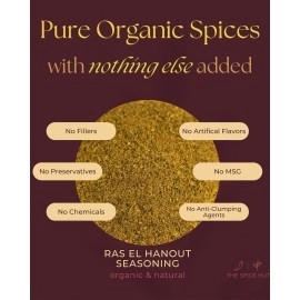 The Spice Hut Ras El Hanout Seasoning, Organic Authentic North African Blend, 2 Oz, Salt Free, Small Pouch,