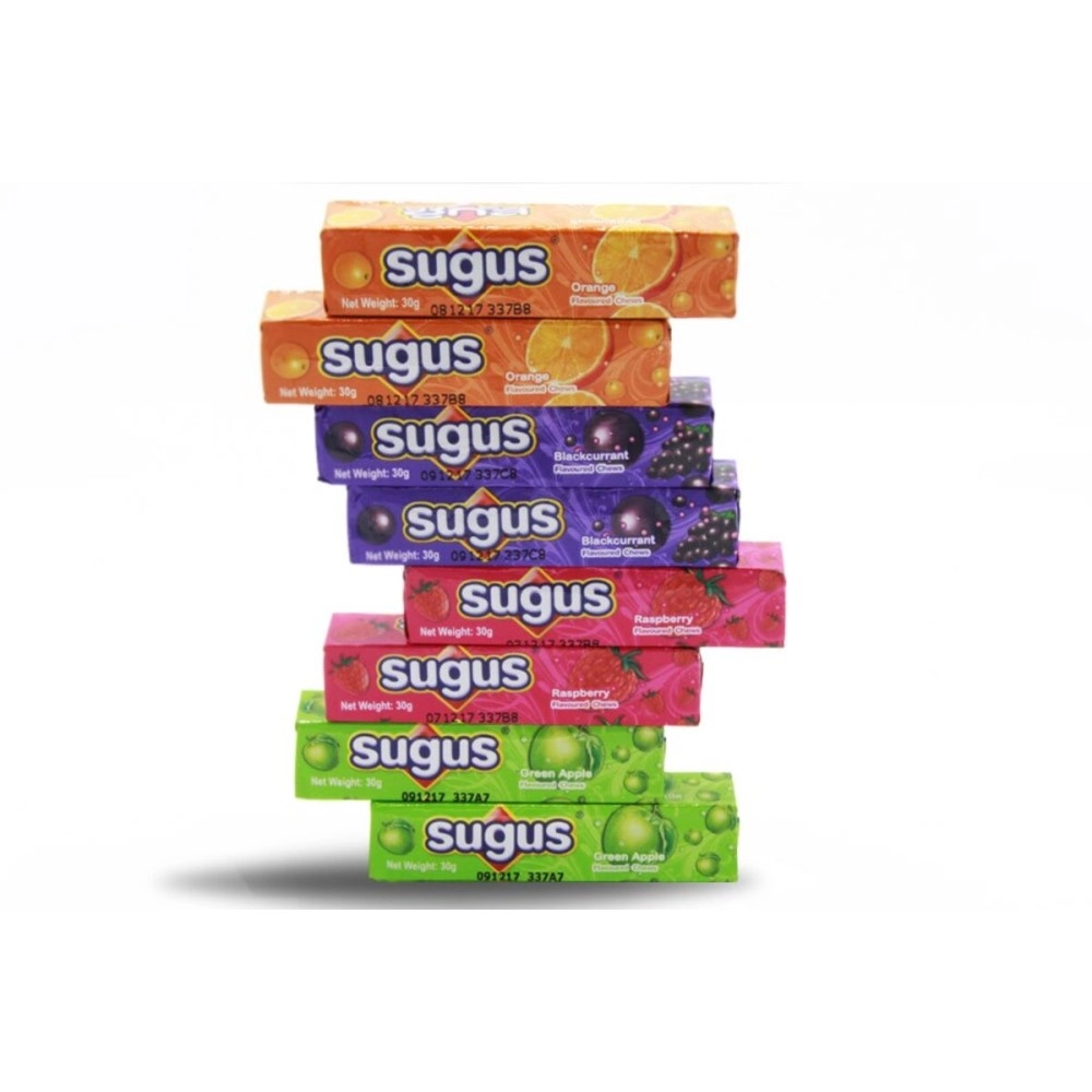 Sugus Fruity Tasty Sweet Chewy Candy Mix Flavored Orange, Raspberry, Green Apple and Blackcurrant, sugus candy assorted [Pack of 8 Bars]
