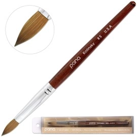 PANA USA 100% Pure Kolinsky Hair Bristles Acrylic Nail Brush Oval Crimped Shaped Mahogany Wood Handle Professional Salon Quality (Size 8, Mahogany)