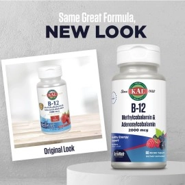 KAL B-12 Methylcobalamin & Adenosylcobalamin, ActivMelt, Mixed Berry 60 Micro Tablets (2000 Mcg)