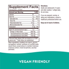 Nature\'s Way NutraVege Plant Based Omega-3, Heart Health and Eye and Brain Function*, 30 Vegan Softgels