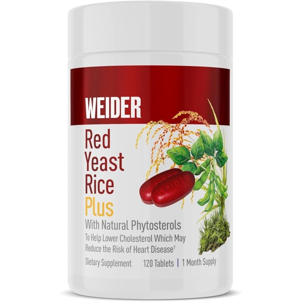 Weider Red Yeast Rice Plus 1200mg - With 850mg of Natural Phytosterols- Gluten FREE - One Month Supply