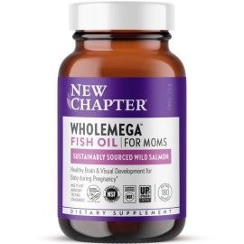New Chapter Prenatal DHA - Wholemega for Moms Fish Oil Supplement with Omega-3 + Vitamin D3 for Prenatal & Postnatal Support - 180 ct Softgels 500 mg