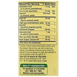 Spring Valley Extra Strength Hair, Skin & Nails 5000Mcg Biotin Per Serving Dietary Supplement Collagen Support, 120 Softgels