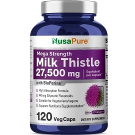 Best Milk Thistle Extract 12500mg 200 Veggie Capsules (100% Organic & Vegetarian, 50:1, Non-GMO, Gluten Free) Max Strength - Standardised 80% Silymarin - Liver Support Supplement, Cleanse, Detox