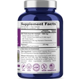 Best Milk Thistle Extract 12500mg 200 Veggie Capsules (100% Organic & Vegetarian, 50:1, Non-GMO, Gluten Free) Max Strength - Standardised 80% Silymarin - Liver Support Supplement, Cleanse, Detox