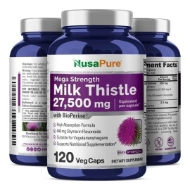 Best Milk Thistle Extract 12500mg 200 Veggie Capsules (100% Organic & Vegetarian, 50:1, Non-GMO, Gluten Free) Max Strength - Standardised 80% Silymarin - Liver Support Supplement, Cleanse, Detox