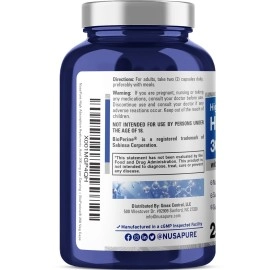NusaPure Hyaluronic Acid 300mg 250 Veggie Capsules (Non-GMO & Gluten Free)