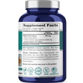 NusaPure Slippery Elm Bark Extract 9000 mg 200 Veggie Capsules (Extract 20:1, Non-GMO & Gluten Free)