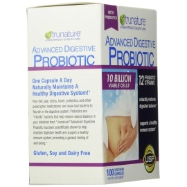 Trunature ADVANCED Digestive Probiotic with 12 Strains & 100 Capsules