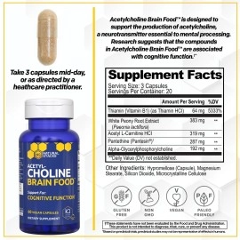 Natural Stacks: Acetylcholine Brain Food - Natural Brain Supplement - 30 Day Supply - Boosts Cognitive Function - Provides Better Mental Clarity - Helps Cut Through Brain Fog