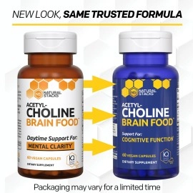 Natural Stacks: Acetylcholine Brain Food - Natural Brain Supplement - 30 Day Supply - Boosts Cognitive Function - Provides Better Mental Clarity - Helps Cut Through Brain Fog