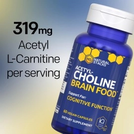 Natural Stacks: Acetylcholine Brain Food - Natural Brain Supplement - 30 Day Supply - Boosts Cognitive Function - Provides Better Mental Clarity - Helps Cut Through Brain Fog
