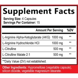 Nitric Oxide Supplement L Arginine Extra Strength - Premium N.O. Pump Pre Workout Booster Pills with Citrulline, AAKG, Beta Alanine, Muscle Strength & Energy to Train Harder - 60 Veggie Capsules