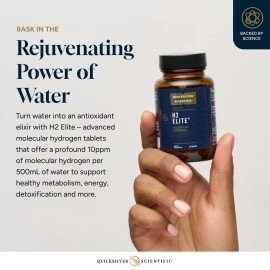 Quicksilver Scientific H2 Elite - Molecular Hydrogen for Energy + Metabolism Support, Water Tablets Perfect for Open Containers - Magnesium Malate Drink Additive (60 Molecular Hydrogen Tablets)
