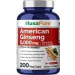 NusaPure American Ginseng 5000 mg - 200 Veggie Capsules (Vegetarian, Non-GMO & Gluten-Free)
