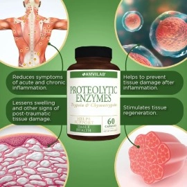 AMVILAB Proteolytic Enzymes: Trypsin & Chymotrypsin, Proteolytic Enzymes Supplement, Supports Tissue Health, Reduces Edema & Inflammation Caused by Tissue Injury, Fast Recovery - 60 Capsules