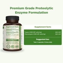 AMVILAB Proteolytic Enzymes: Trypsin & Chymotrypsin, Proteolytic Enzymes Supplement, Supports Tissue Health, Reduces Edema & Inflammation Caused by Tissue Injury, Fast Recovery - 60 Capsules