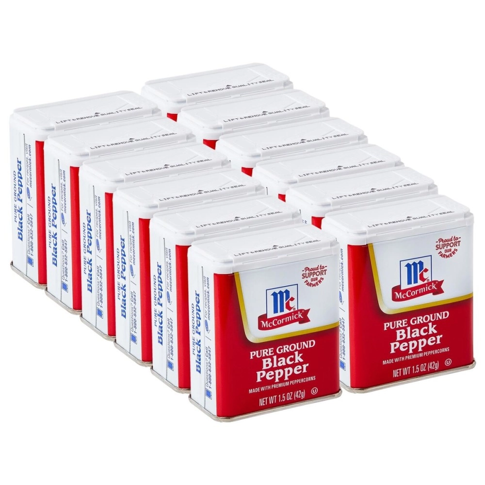 McCormick Pure Ground Black Pepper, 1.5 Ounce (Pack of 12))