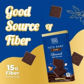 ChocZero\'s Keto Bark, Dark Chocolate Almonds with Sea Salt. Sugar Free, Low Carb. No Sugar, No Artificial Sweeteners, All Natural, Non-GMO (2 bags, 6 servings/each)