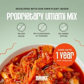 Madge\'s Food Traditional Vegan Kimchi Made from Napa Cabbage, Contains Probiotics, Gut Enzymes & Fermented Longer for Increased Health Benefits, No Sugar Added, Mild, 15oz