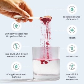 HumanN SuperBeets Energy Plus with Grape Seed Extract | Concentrated Non-GMO Beetroot Supplement with Green Tea Extract, 80mg Caffeine per Serving, Vitaminc C, Natural Berry Flavor, 5.87oz