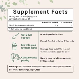 Micro Ingredients Pure Pine Pollen Powder, 6 Ounce, Wild Harvest an Broken Cell Wall, Supports Immune System Health, Boosts Energy, Antioxidant & Androgenic, No GMOs, Vegan Friendly