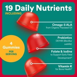 SmartyPants Daily Organic Gummy Prenatal Multivitamin:, Vitamin C, D3 & Zinc for Immunity, Biotin, Omega 3 Fish Oil, Selenium, B6, Methyl B12 for Energy 120 Count (30 Day Supply) Packaging May Vary
