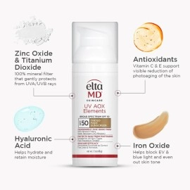 EltaMD UV Elements Moisturizing Physical Tinted Facial Sunscreen SPF 44 - For All Skin Types & Post-Procedure Skin 57g/2oz