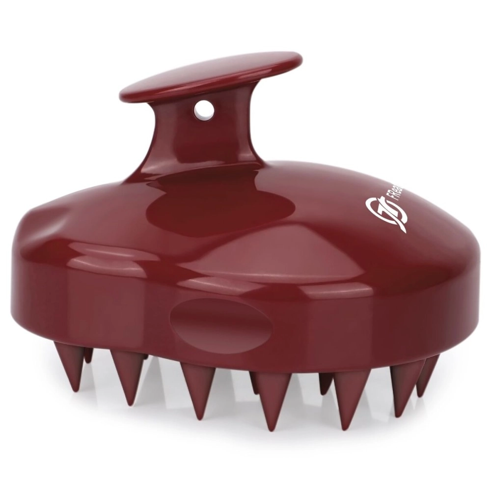 FREATECH Scalp Massage Shampoo Brush with Soft Silicone Bristles for Leather Care, Relax Head and Remove Dandruff, Relieve Stress and Promotes Dhevous Growth, Red