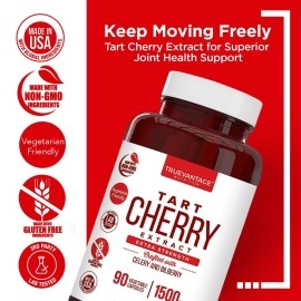 Tart Cherry Extract 1500mg Plus Celery Seed and Bilberry Extract -Anti Inflammatory, Antioxidant Supplement, Uric Acid Support, Muscle Recovery and Joint Pain -90 Veggie Capsules