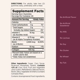 Nature\'s Bounty Optimal Solutions Hair, Skin & Nails Gummies (Tropical Citrus, 182069)