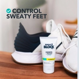 SweatBlock Antiperspirant Lotion for Hands & Feet - CLINICAL STRENGTH for Men & Women - Hyperhidrosis Aid to Stop Excessive Sweating - Reduces Foot Odor - Moisturizing w/Aloe - Travel Size 1.69 fl oz