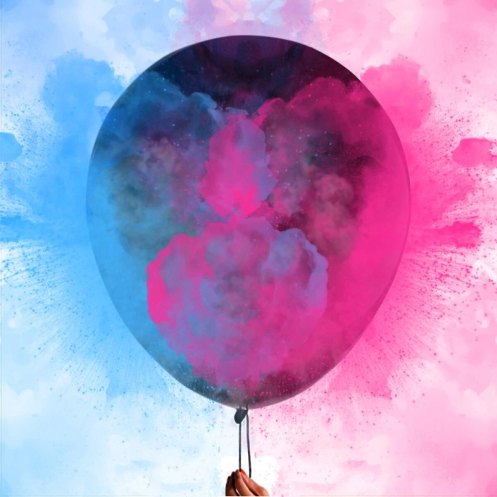 Nibana 36 Gender Reveal Powder Balloons - Come with 100g Pink, 100g Blue Powder and 2 jumbo latex black balloons 90cm by for Baby Shower Pregnancy Announcement Boy or Girl party