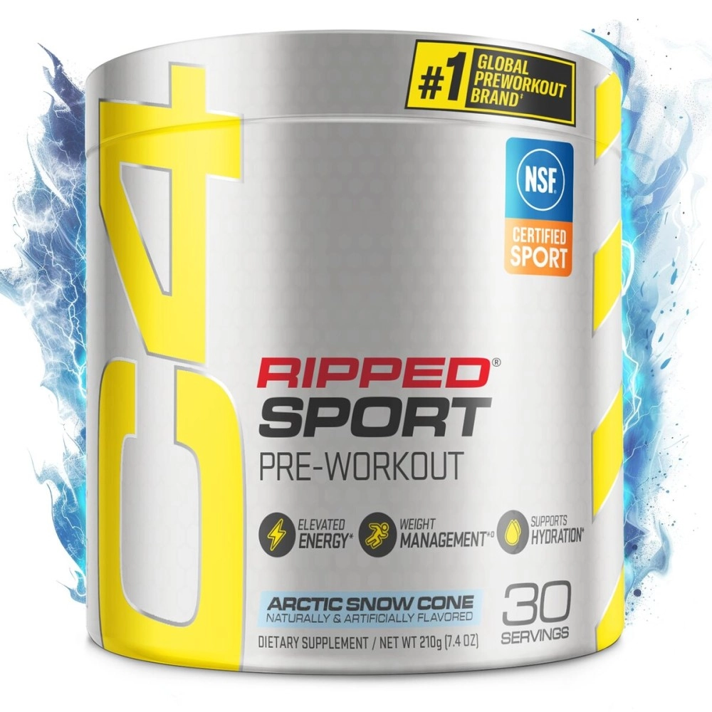 Cellucor C4 Ripped Sport Pre Workout Powder Arctic Snow Cone - NSF Certified for Sport + Sugar Free Preworkout Energy Supplement for Men & Women | 135mg Caffeine | 30 Servings