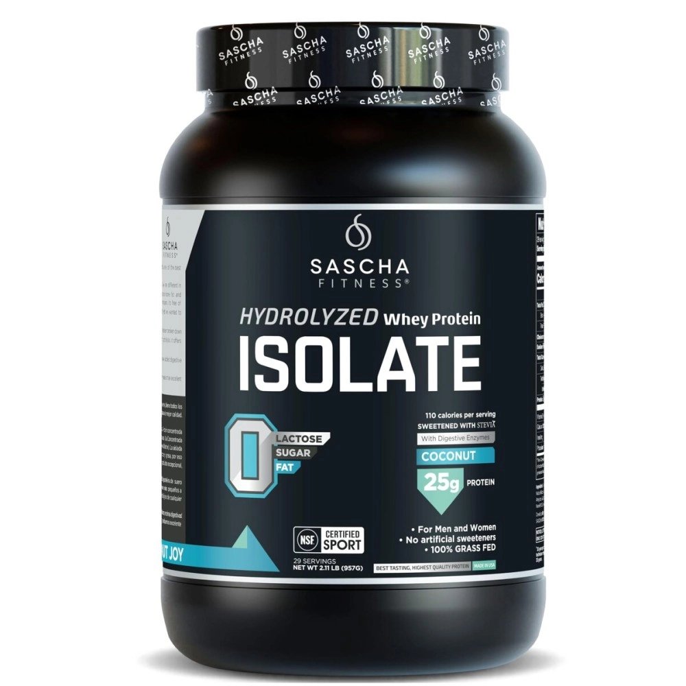 SASCHA FITNESS Hydrolyzed Whey Protein Isolate,100% Grass-Fed (2 Pounds, Coconut)