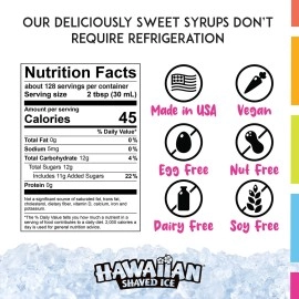 Hawaiian Shaved Ice Grape Syrup - Nut Soy Dairy Free - Flavor Fluffy & Crunchy Snow Cone Ice - Shelf Stable - Makes 64 Servings - 1 Gallon