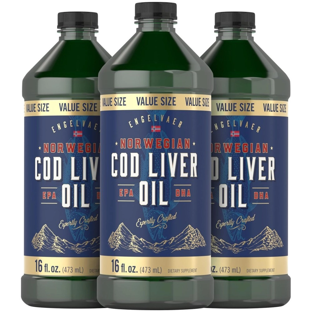 Carlyle Norwegian Cod Liver Oil | 16oz | Pack of 3 Bottles | Liquid Unflavored Fish Oil Supplement | Non-GMO, Gluten Free