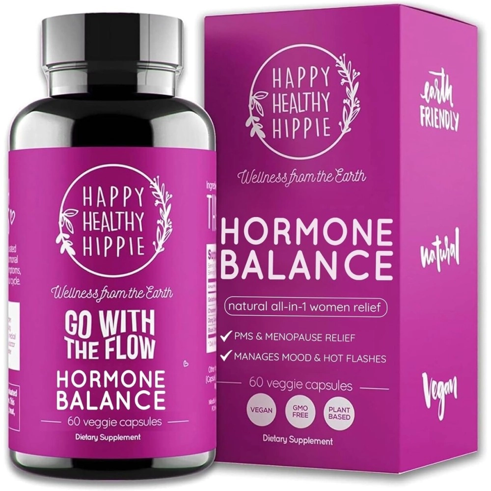 Happy Healthy Hippie Go with The Flow Hormone Balance for Women - Supports All Hormonal Stages - 60 Vegan Non-GMO Capsules