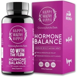 Happy Healthy Hippie Go with The Flow Hormone Balance for Women - Supports All Hormonal Stages - 60 Vegan Non-GMO Capsules