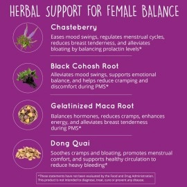 Happy Healthy Hippie Go with The Flow Hormone Balance for Women - Supports All Hormonal Stages - 60 Vegan Non-GMO Capsules