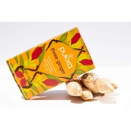 Pukka Herbs Organic Three Ginger Herbal Tea, 20 individually wrapped tea bags, 3 Count
