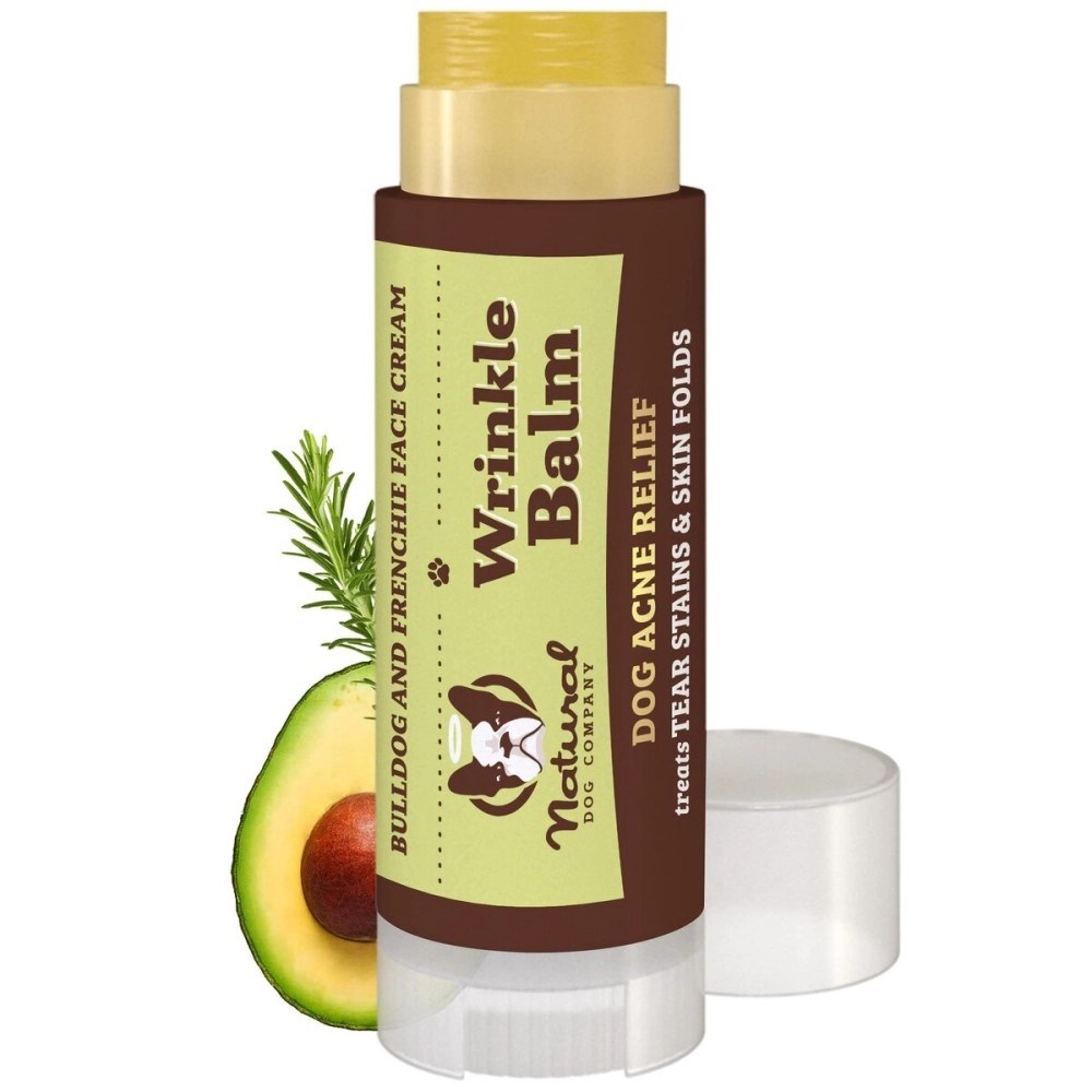 Natural Dog Company Wrinkle Balm for Dog Wrinkles (0.15 oz) All-Natural, Lick-Safe Dog Lotion for Dry Itchy Skin, French Bulldog Skin Care, Moisturizes & Cleans Wrinkle Folds, Plant-Based, Made in USA