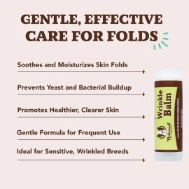 Natural Dog Company Wrinkle Balm for Dog Wrinkles (0.15 oz) All-Natural, Lick-Safe Dog Lotion for Dry Itchy Skin, French Bulldog Skin Care, Moisturizes & Cleans Wrinkle Folds, Plant-Based, Made in USA