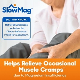 SlowMag Mg Muscle + Heart Magnesium Chloride with Calcium Supplement, 120 Count