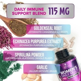 Nature\'s Nutrition Multivitamin for Women, Daily Womens Multi Vitamin Supplement for Immune Health Support with Vitamins A, C, D, E and Zinc, Vitamin B12 for Energy with Biotin - 60 Capsules