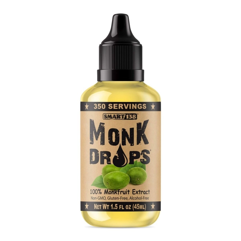 Smart138 Monk Drops - 100% Monkfruit Liquid Sweetener, Zero Glycemic, Zero Calories, Zero Sugar, No Added Water, Concentrated Monk Fruit (350 Servings, 1.5 Fl Oz)