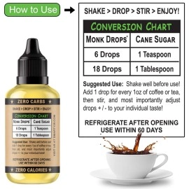 Smart138 Monk Drops - 100% Monkfruit Liquid Sweetener, Zero Glycemic, Zero Calories, Zero Sugar, No Added Water, Concentrated Monk Fruit (350 Servings, 1.5 Fl Oz)
